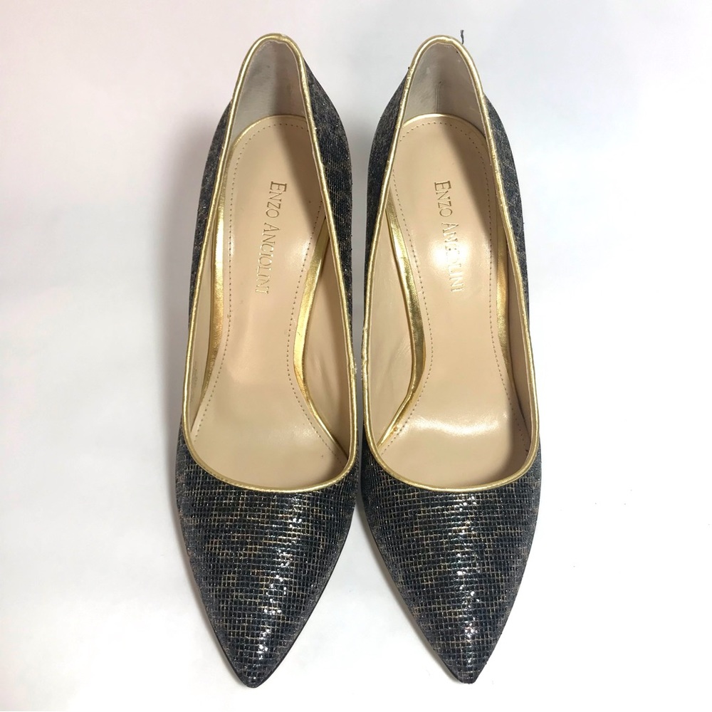 Enzo Angiolini Eainfinti Infinity Black Gold Metallic Cheetah Print Pumps - Picture 5 of 16